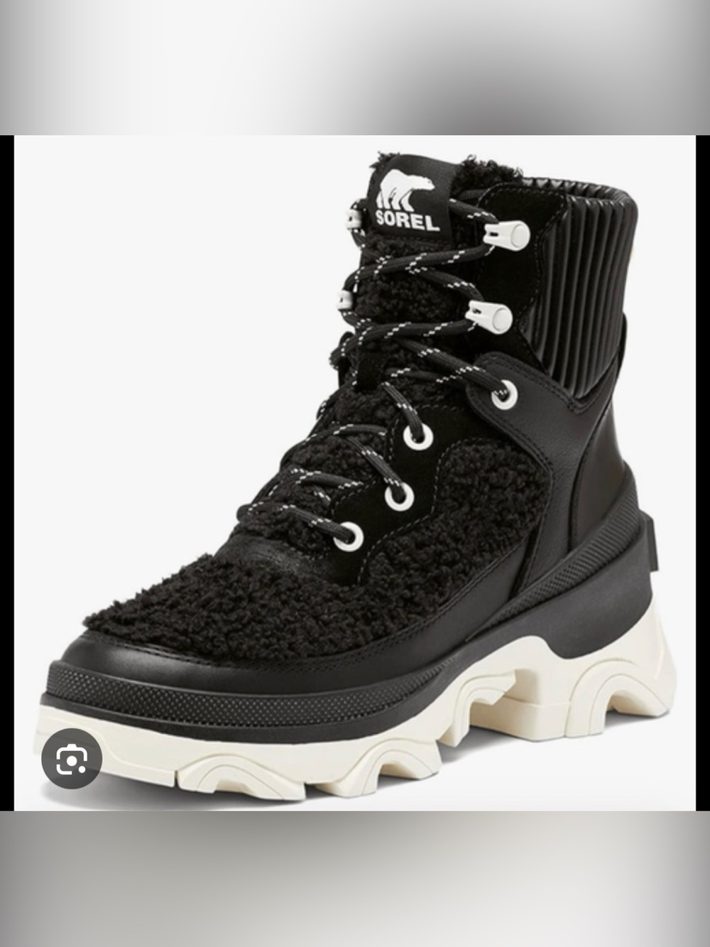 Sorel Women's Brex Black Sherpa Lace-Up Boot
